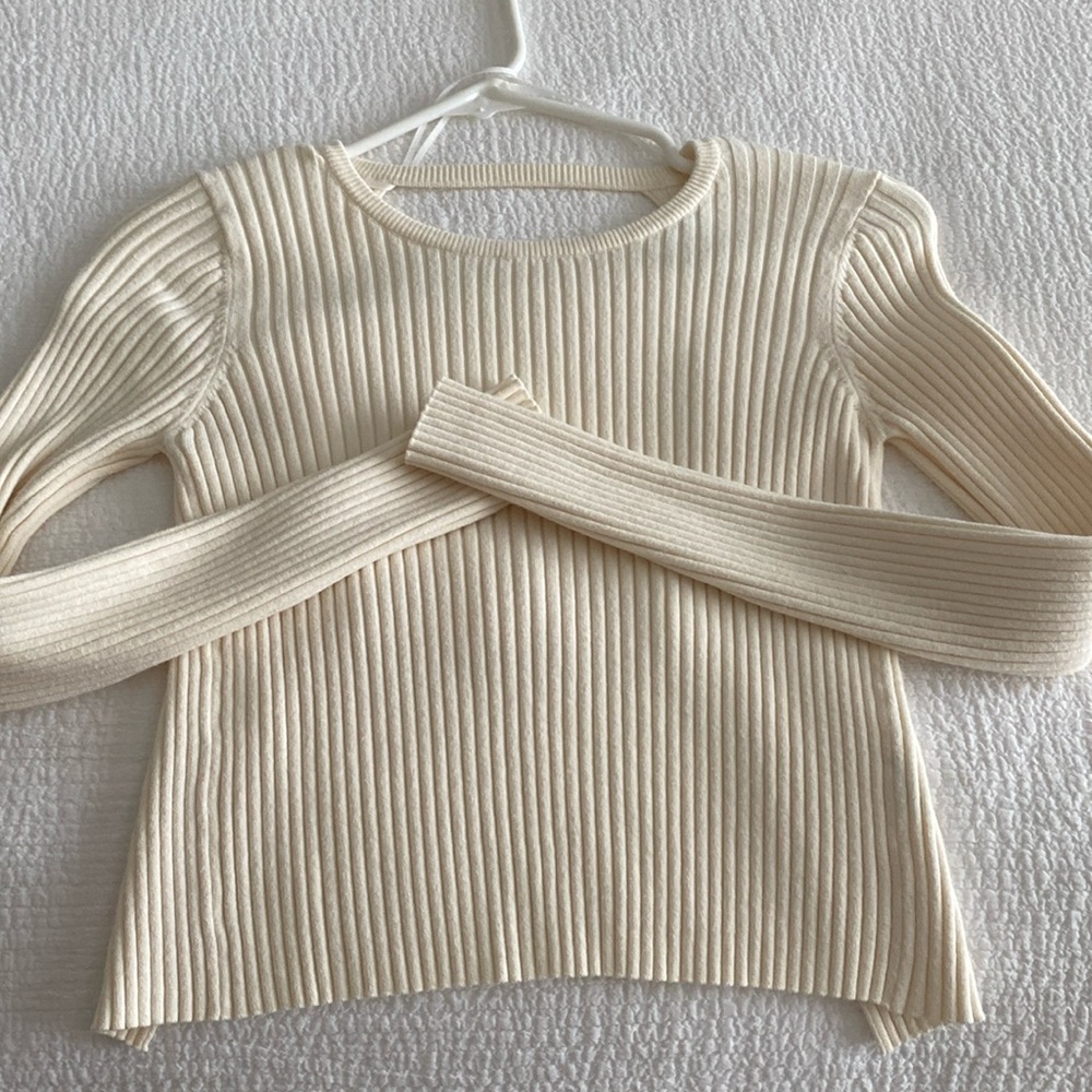 Zara Cream Ribbed Sweater